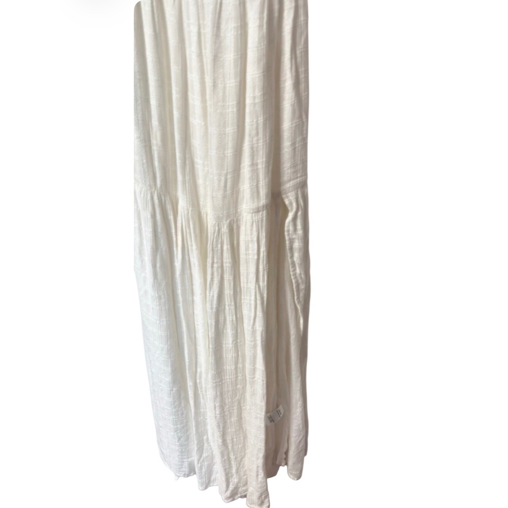 L*Space Womens White Smocked Tiered Maxi Dress Keyhole Cutout Slit Medium - Picture 4 of 10